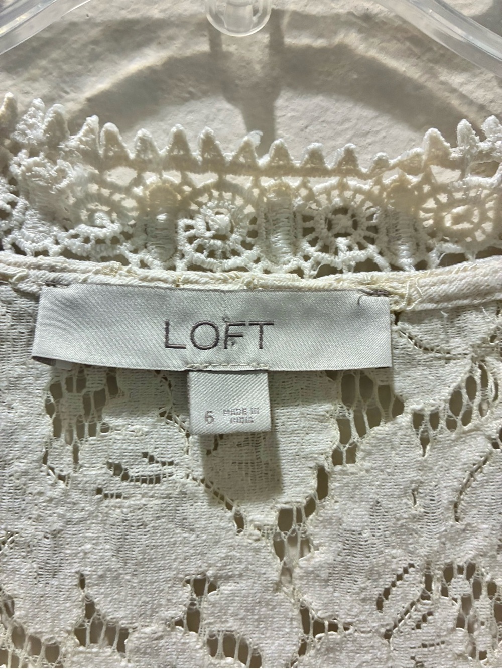 LOFT Women's Ivory Lace V-Neck Top with an added cream colored camisole Small - Picture 2 of 4